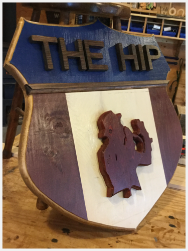 Custom Sign with Paint Finish (The Hip) - side view