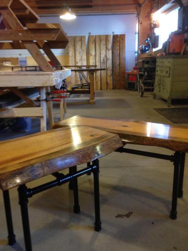 Custom live edge pine end tables